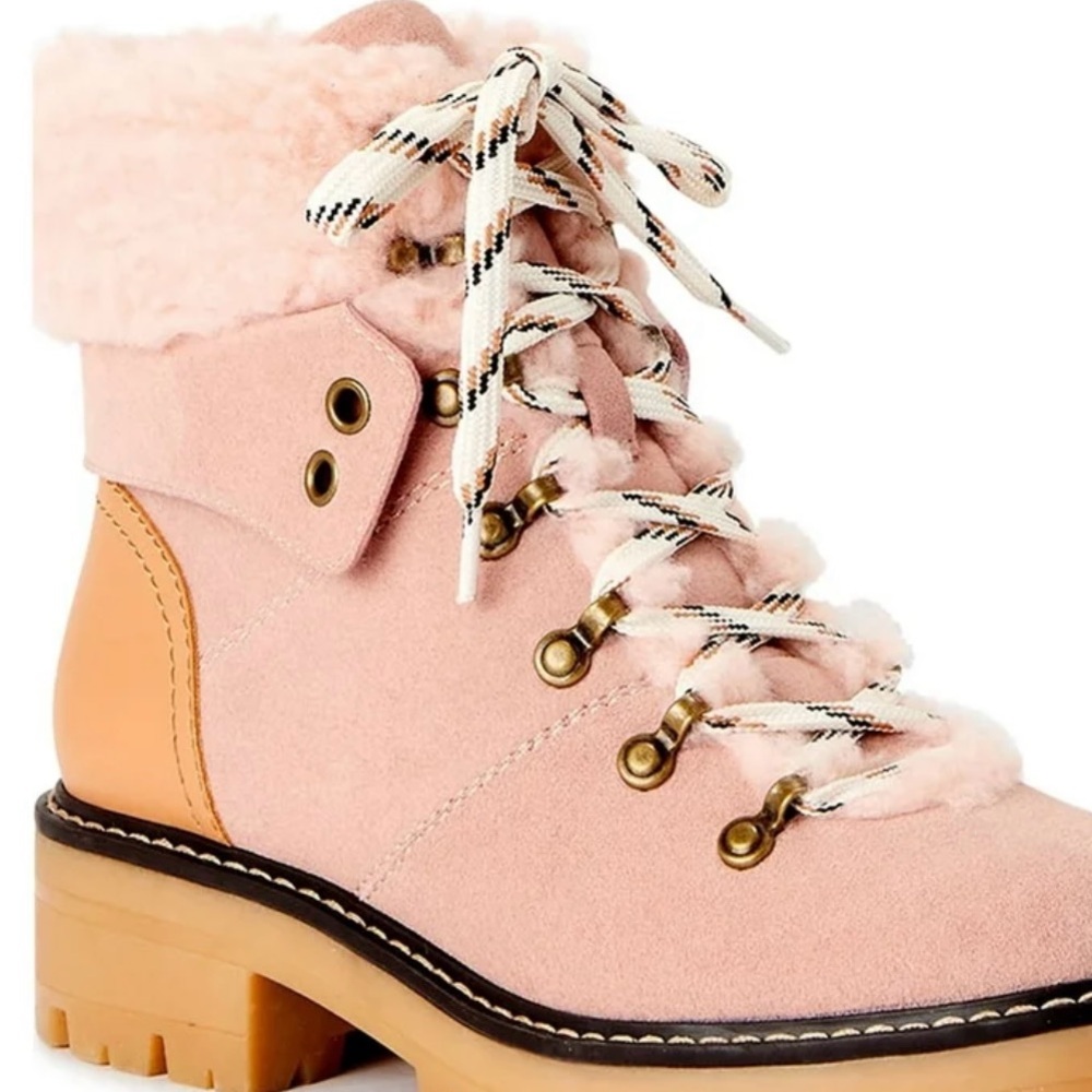 Women’s Pink Shearling Ankle Boots